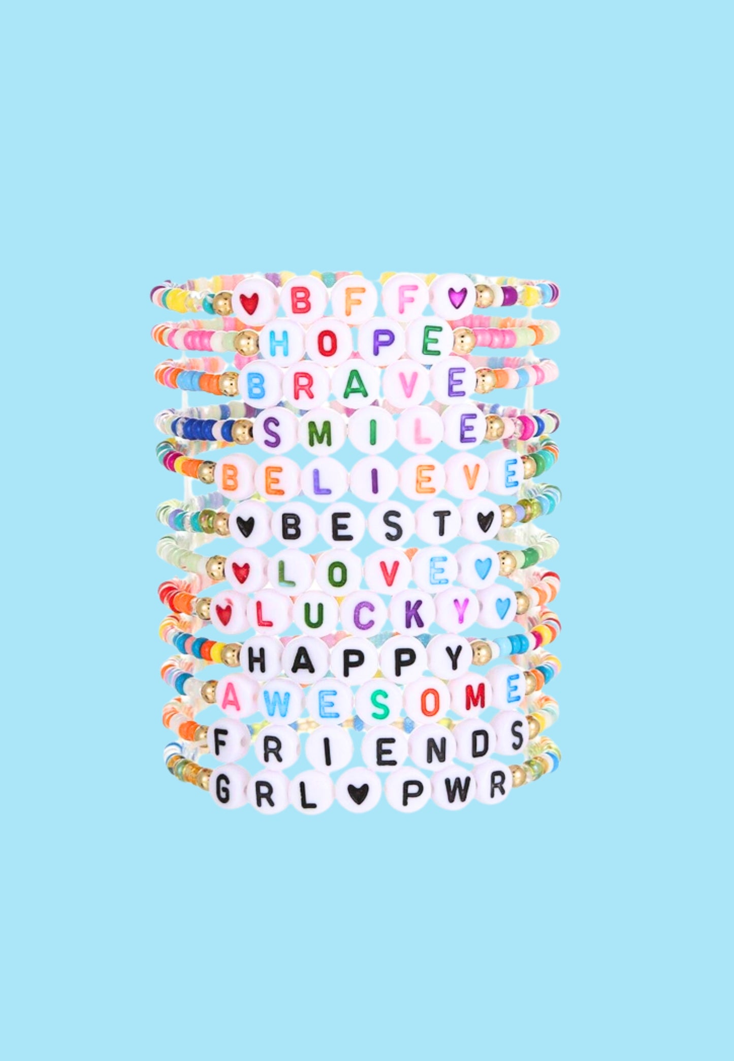 "Friendship" bracelet multicolor choose text