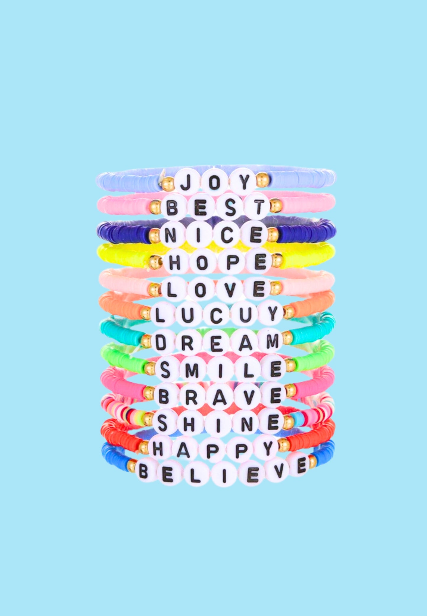 "Friendship" heishi bracelet multicolor choose text