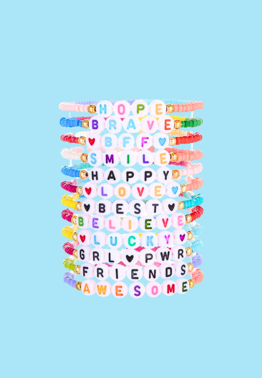 "Friendship" bracelet multicolor choose text